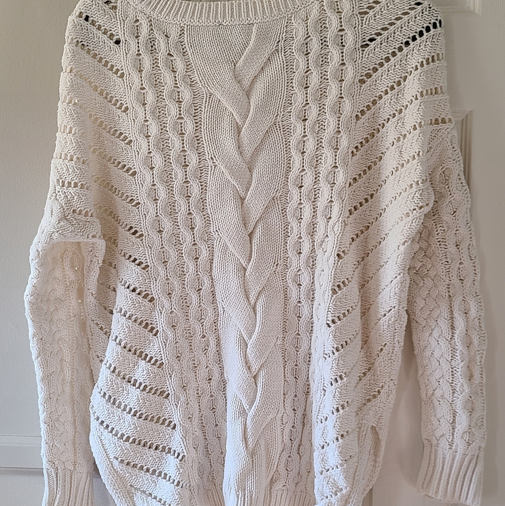Express Cream Cable Knit Sweater - Picture 2 of 6